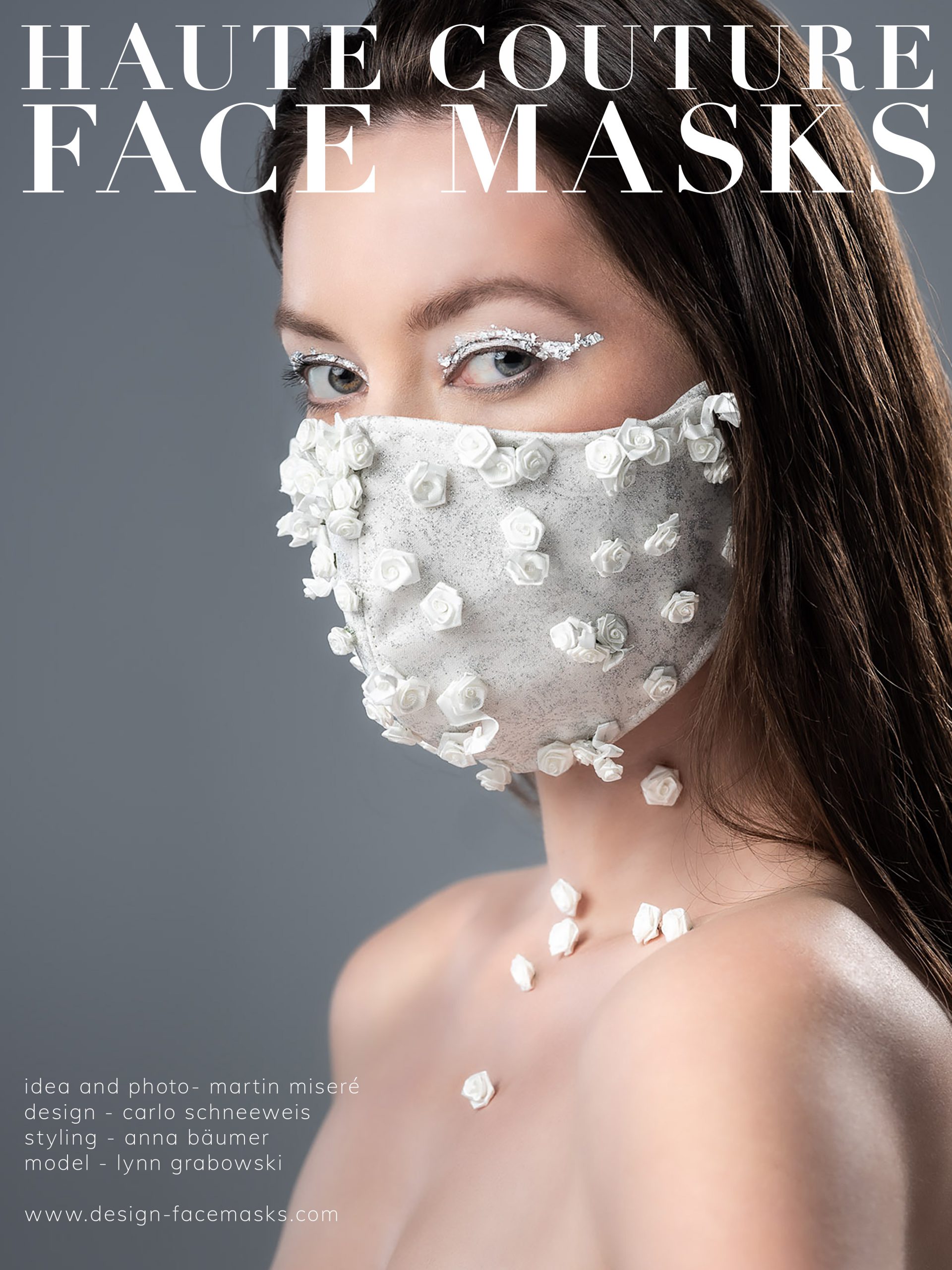 Design Facemask Model Lynn Grabowski wearing facemask of fashion designer Carlo Schneeweis photographed by Martin Misere